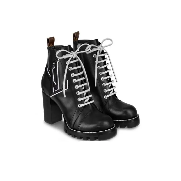 LOUIS VUITTON Trail Ankle Boots Women's Black White-2