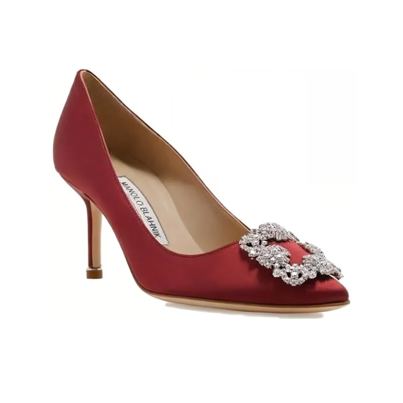 MANOLO BLAHNIK Slim Heel High Heels 7cm Women's Red-3