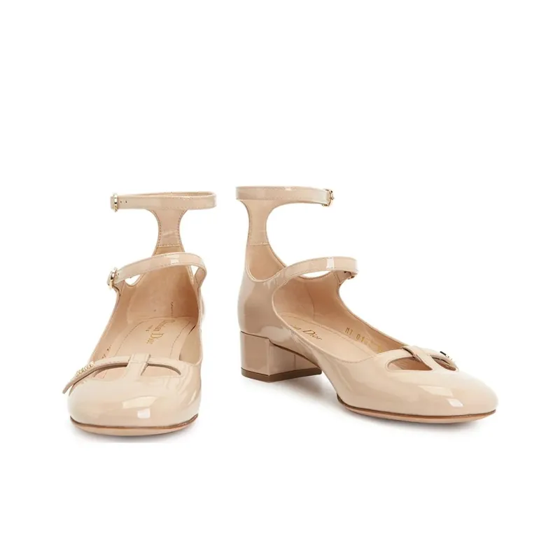 DIOR Aime Chunky Heel High Heels Women's Nude-3