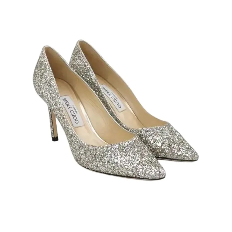 Jimmy Choo ROMY Slim Heel High Heels 8.5cm Women's Silver-2