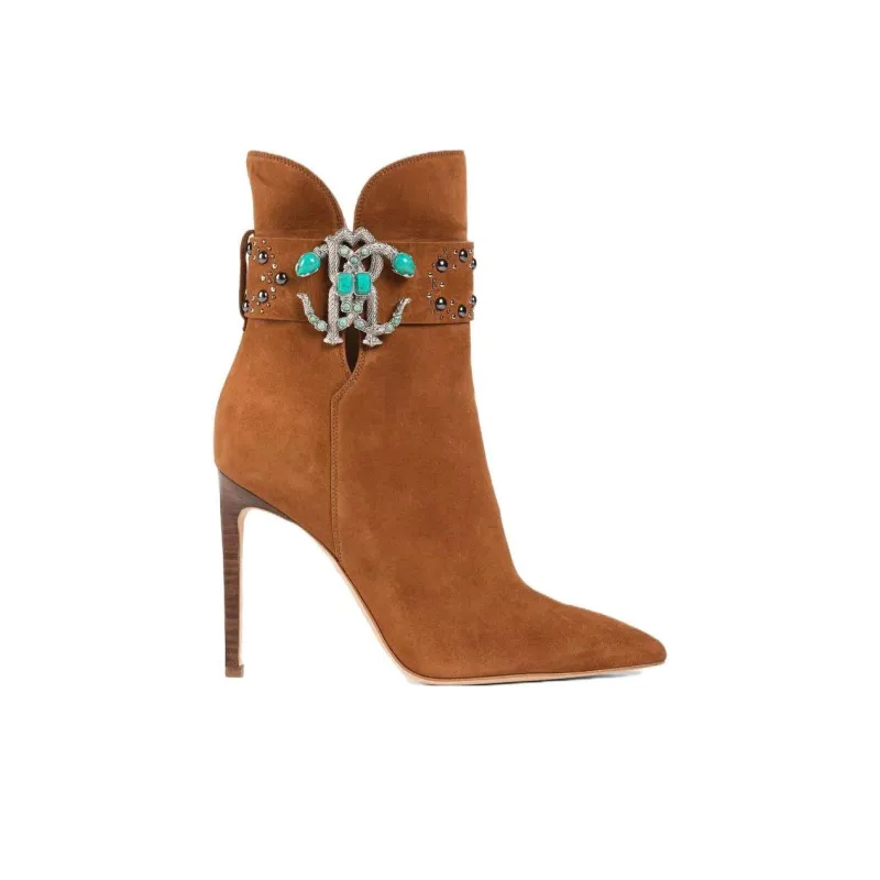 Roberto Cavalli Logo-plaque Suede Booties-1