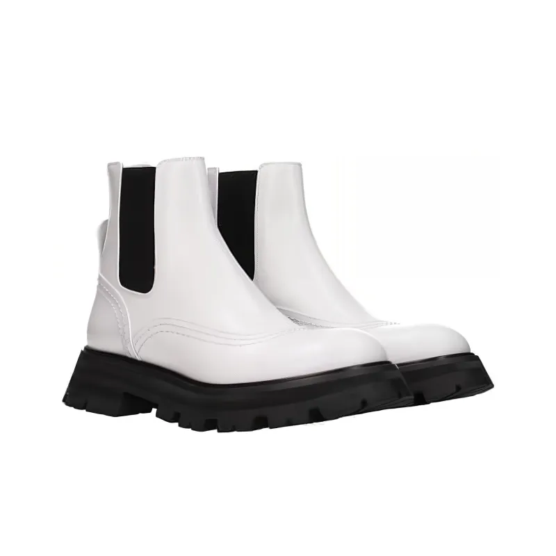 Alexander McQueen Wander Chelsea Boots 'White Black' Women's-1