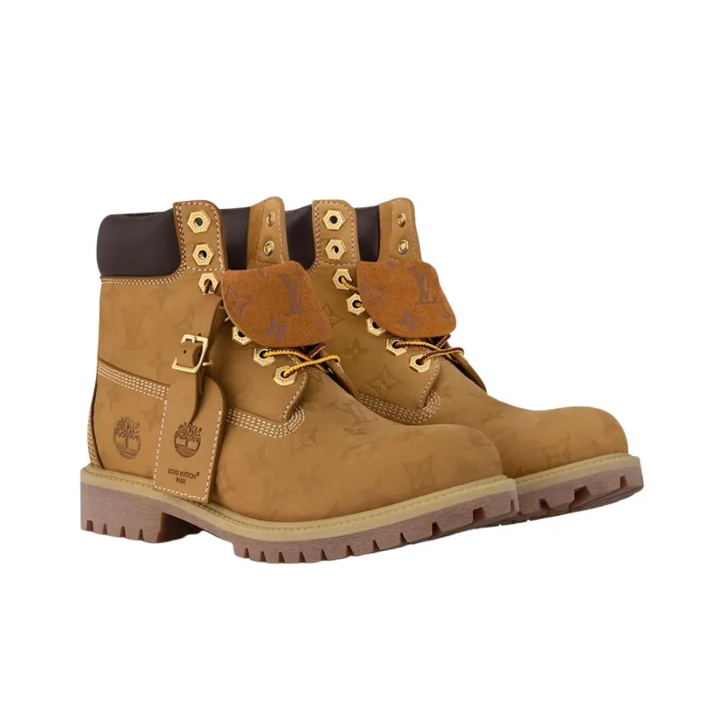 Timberland x LOUIS VUITTON Short Martin Boots Ankle Length Shoes Unisex Brown-2