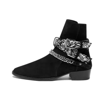 AMIRI Bandana Buckle Ankle Boots Men's Black