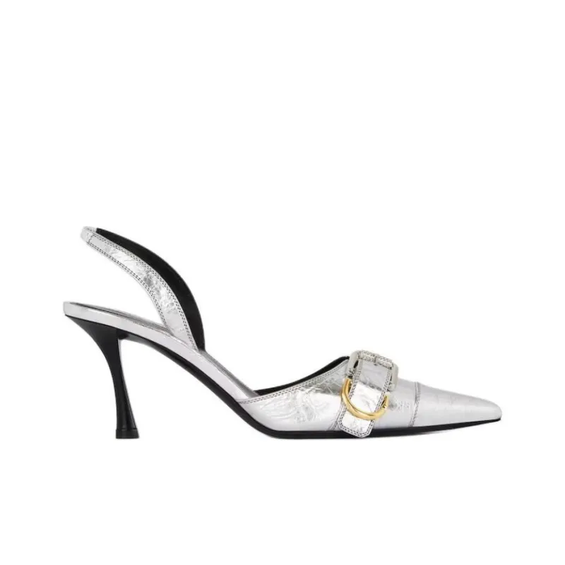 Givenchy Voyou Slim Heel High Heels 7.5cm Women's Silver-1
