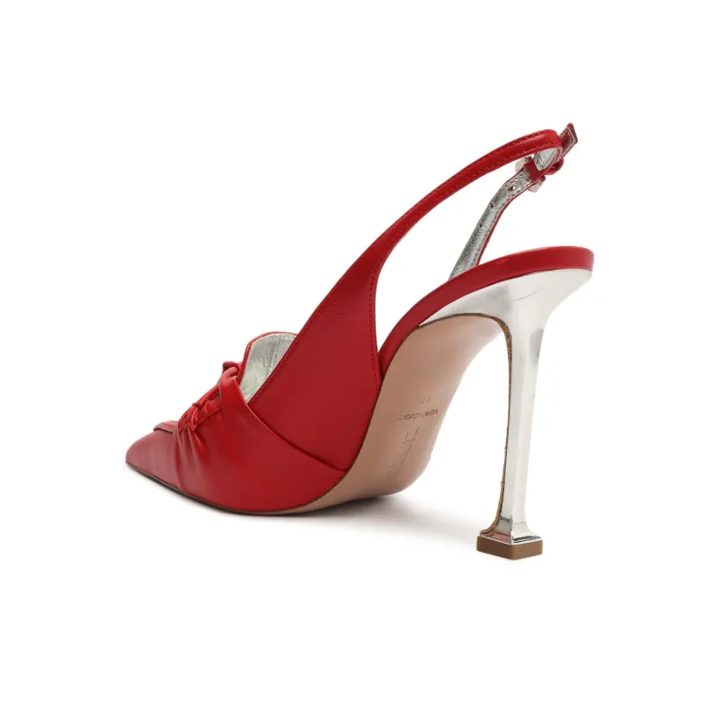 Schutz Fiorella Flared Heel High Heels 10cm Women's Red-3