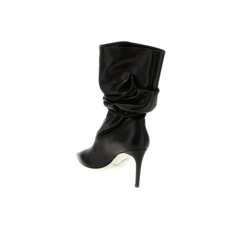 René Caovilla 80mm Ruched Leather Boots-3