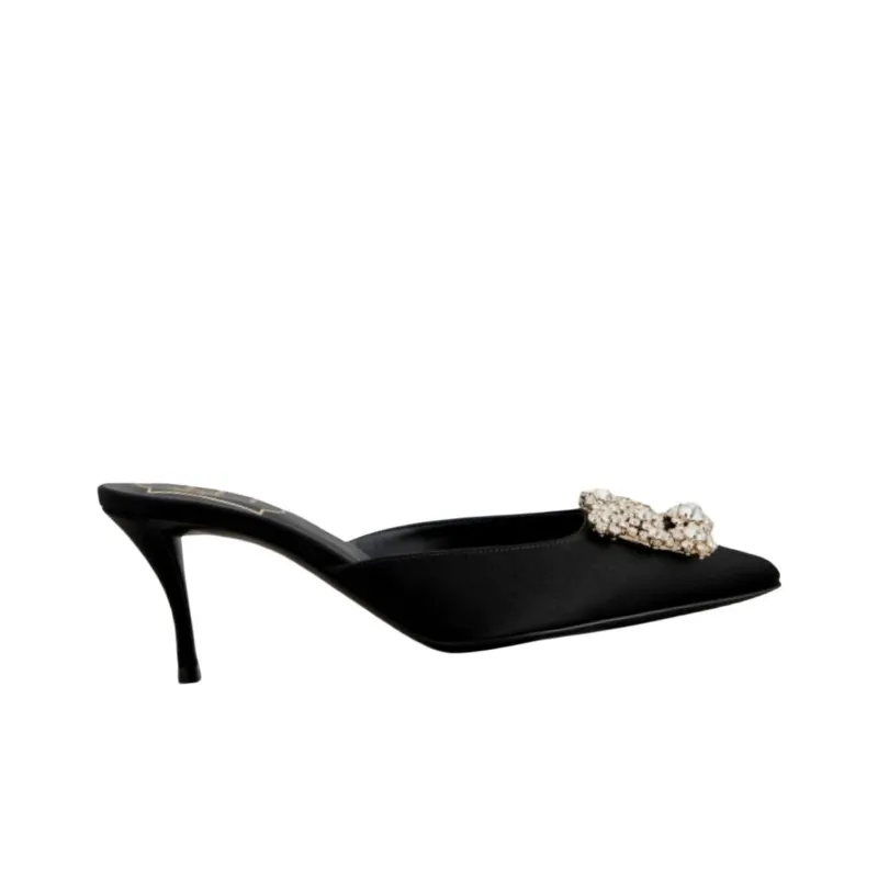 Roger Vivier Abrasion-Resistant Wrap-toe Slippers Women's Black-1