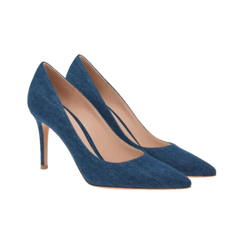 GIANVITO ROSSI Gianvito 85mm Denim Pumps-2