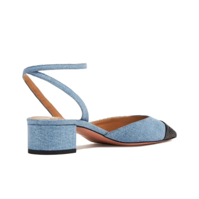 AQUAZZURA Square-toe Denim Pumps-3