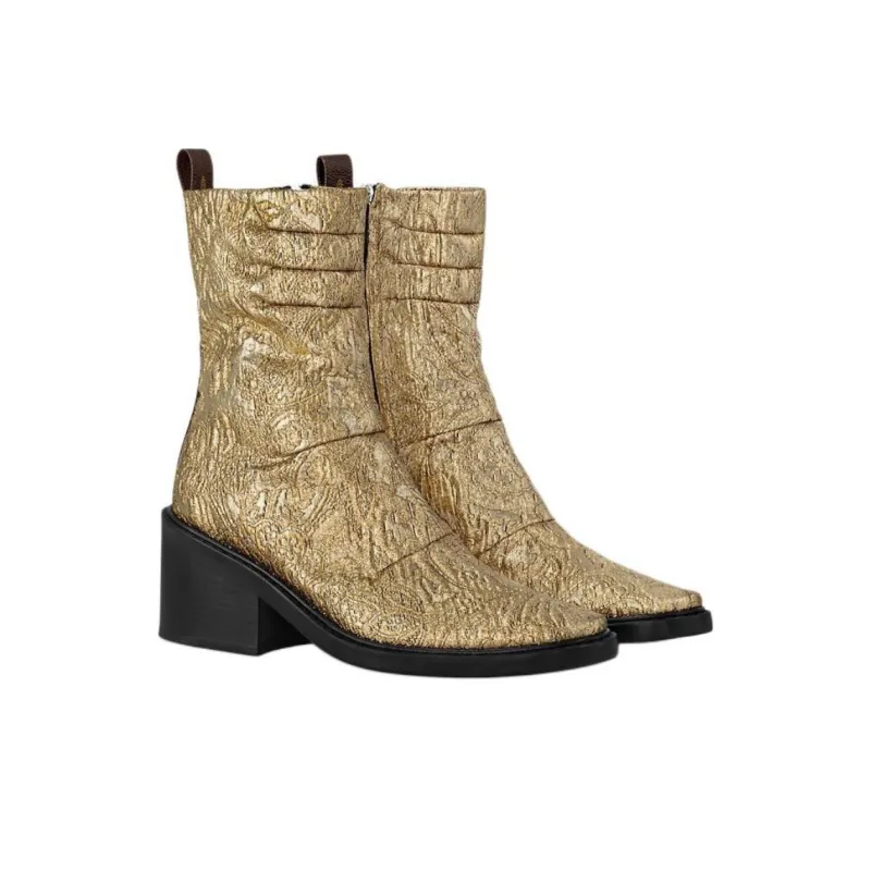 LOUIS VUITTON Jazz Ankle Boots 6cm Women's Gold-2