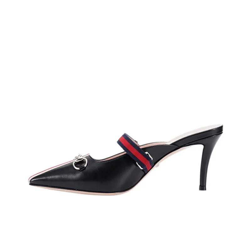 GUCCI Sylvie Slim Heel High Heels 8cm Women's Black-0