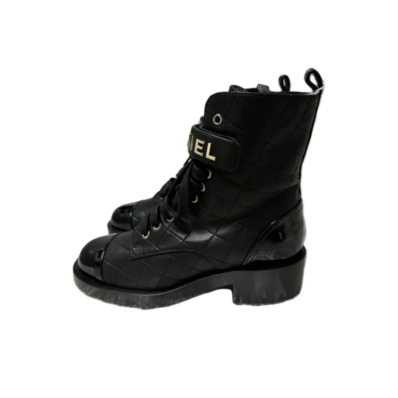 CHANEL Short Martin Boot Women's Black-4