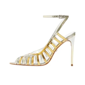 Schutz Iris Slim Heel High Heels 10.6cm Women's Silver