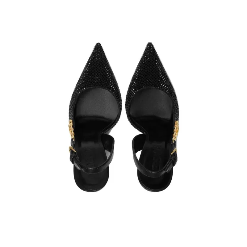 FANSIZHE Safety Pin Slim Heel High Heels 11cm Women's Black-3