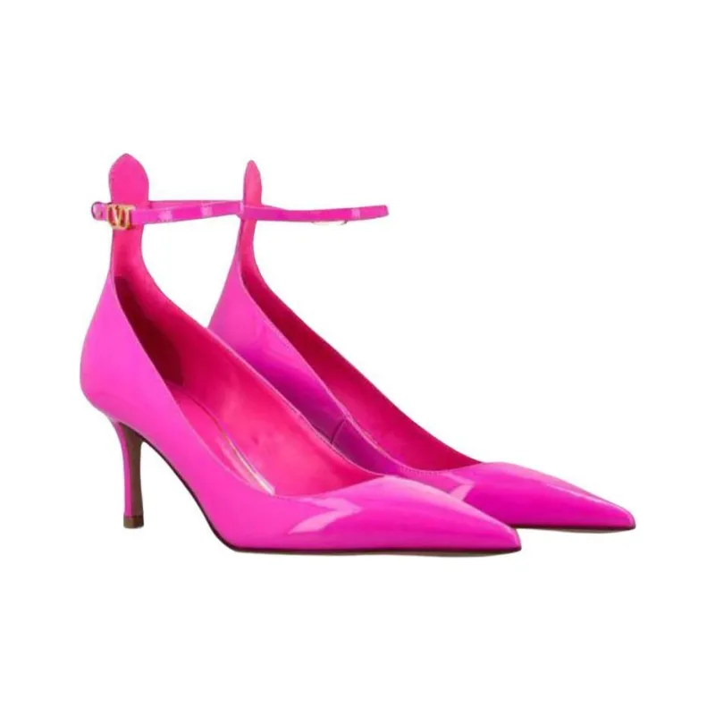 Valentino Tan Go GARAVANI Slim Heel High Heels 7cm Women's Pink-2