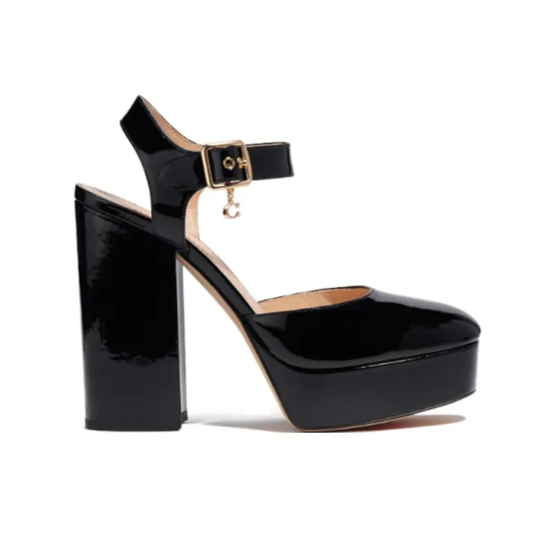 COACH Isabella Chunky Heel High Heels Women's Black-1
