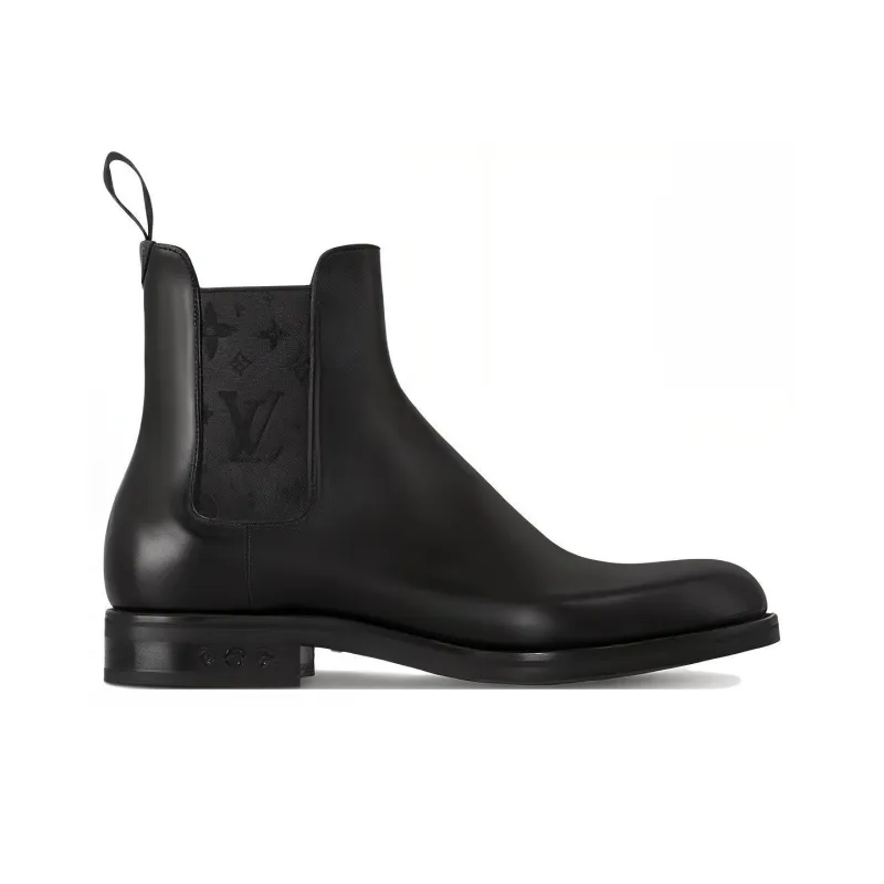 LOUIS VUITTON Fle Short Chelsea Boots Men's Black-1
