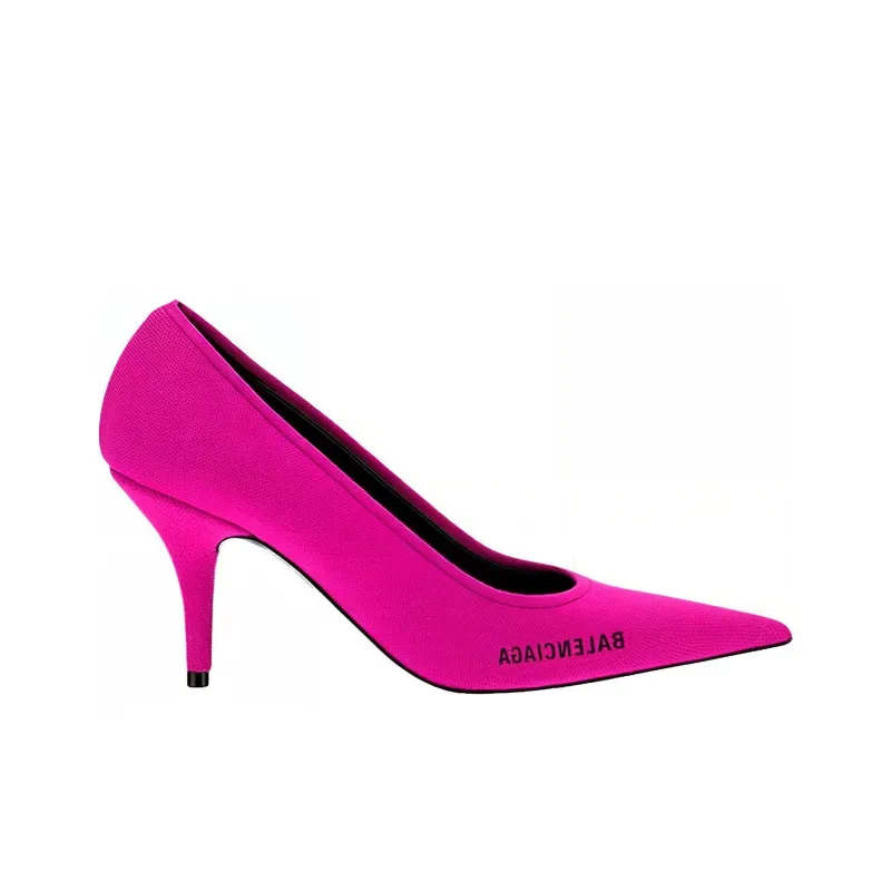 Balenciaga Knife Knit High Heels 8cm Women's Fuchsia-1