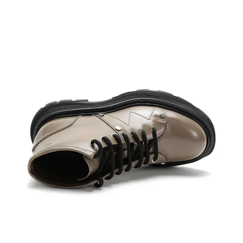 Alexander McQueen Lace Up Ankle Boots 'Khaki' Women's-4