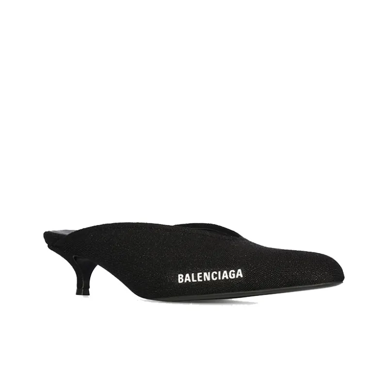Balenciaga Cone Heel Wrap-toe Slippers Women's Black-1