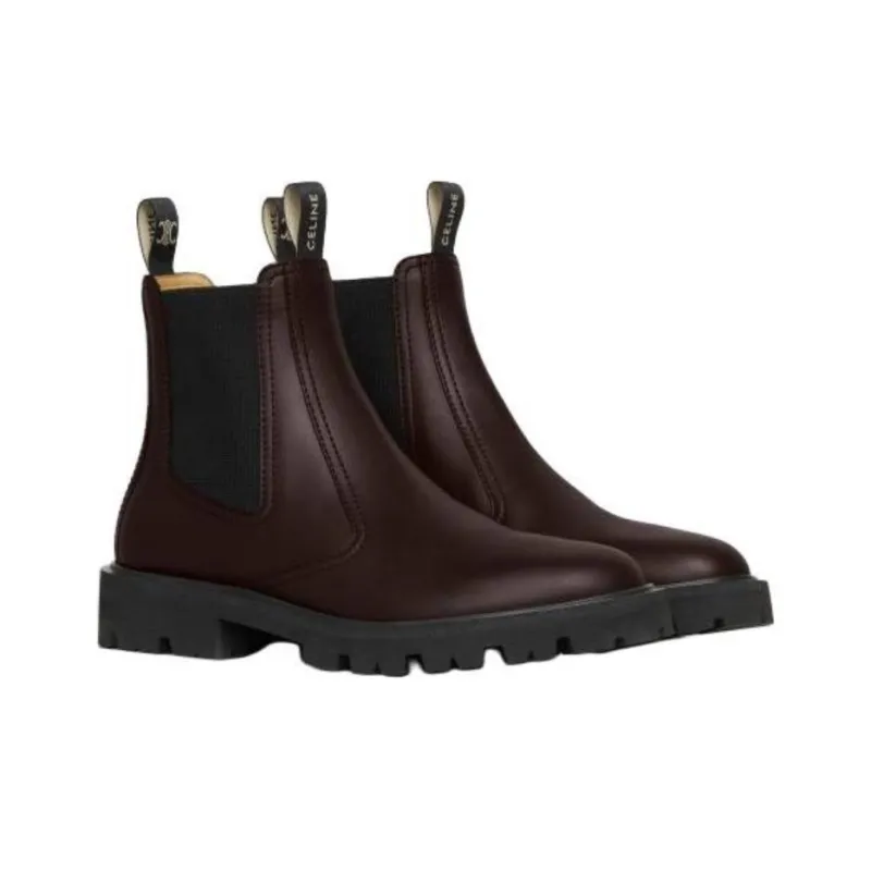 CELINE Margaret Short Chelsea Boots Women's Dark Brown-2