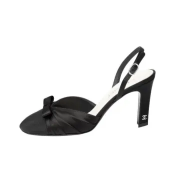 CHANEL 24B Chunky Heel High Heels 8.5cm Women's Black