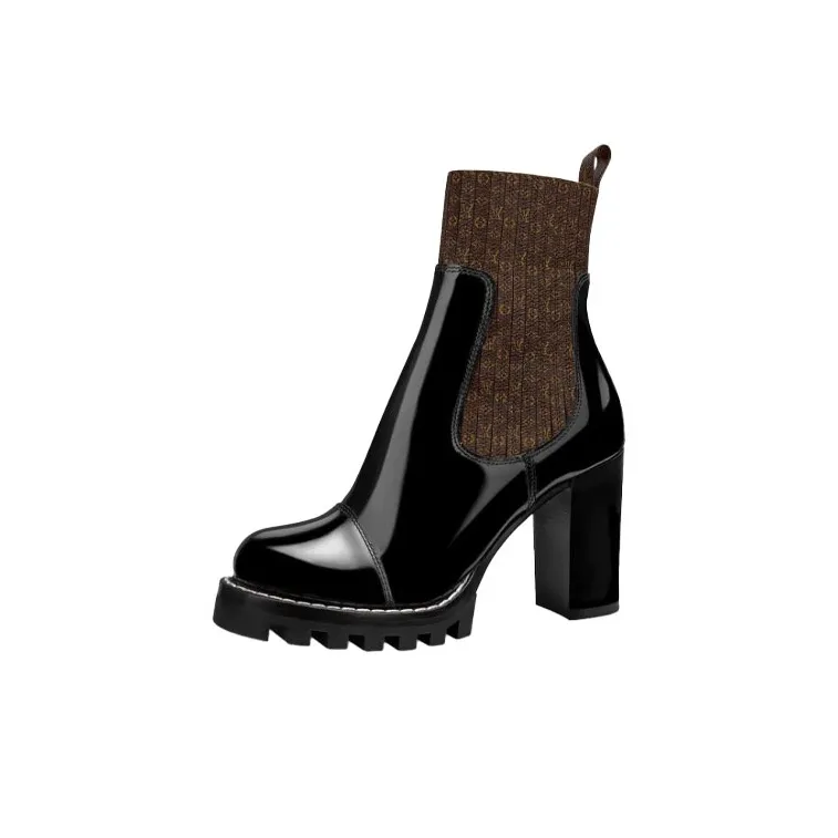 LOUIS VUITTON Star Trail Ankle Boots 8.5cm Women's Black-0