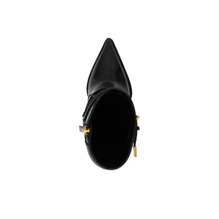 VERSACE Medusa Aevitas 165mm Pointy Platform Booties Black Patent Leather-4