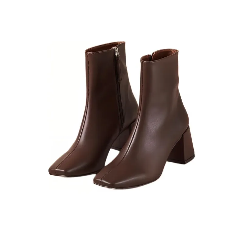 ALOHAS Watercolor Ankle Boots 6.5cm Women's Brown-2