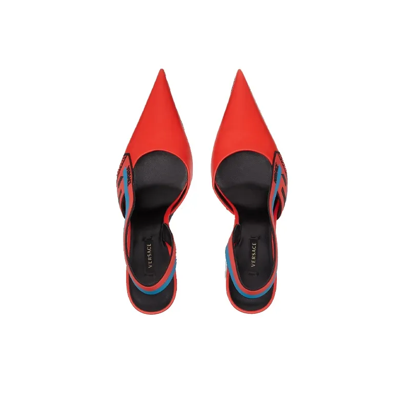 VERSACE La Greca High Heels Women's Low-Top Red-3
