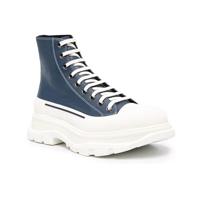 Alexander McQueen Tread Slick Lace Up Boot 'Navy Leather'-2