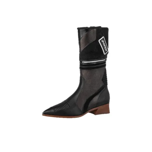 LOUIS VUITTON Flags High-Boot Knee-high Boots Women's Black