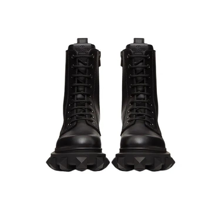 Valentino Trackstud Ankle Boots Men's Black-3