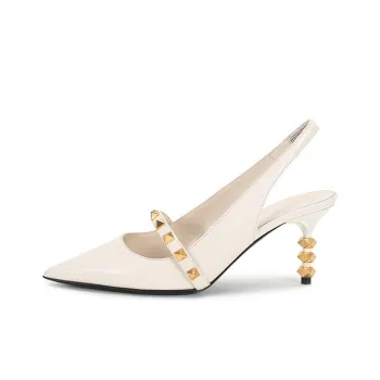 Valentino Rockstud Slim Heel High Heels 7cm Women's Light Ivory