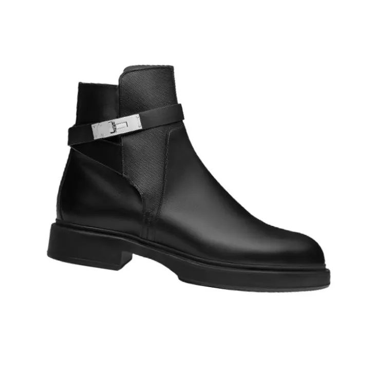HERMES Ankle Boots Men Black-1