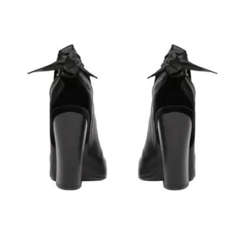 Burberry Block Heel High Heels 10cm Women's Black-3