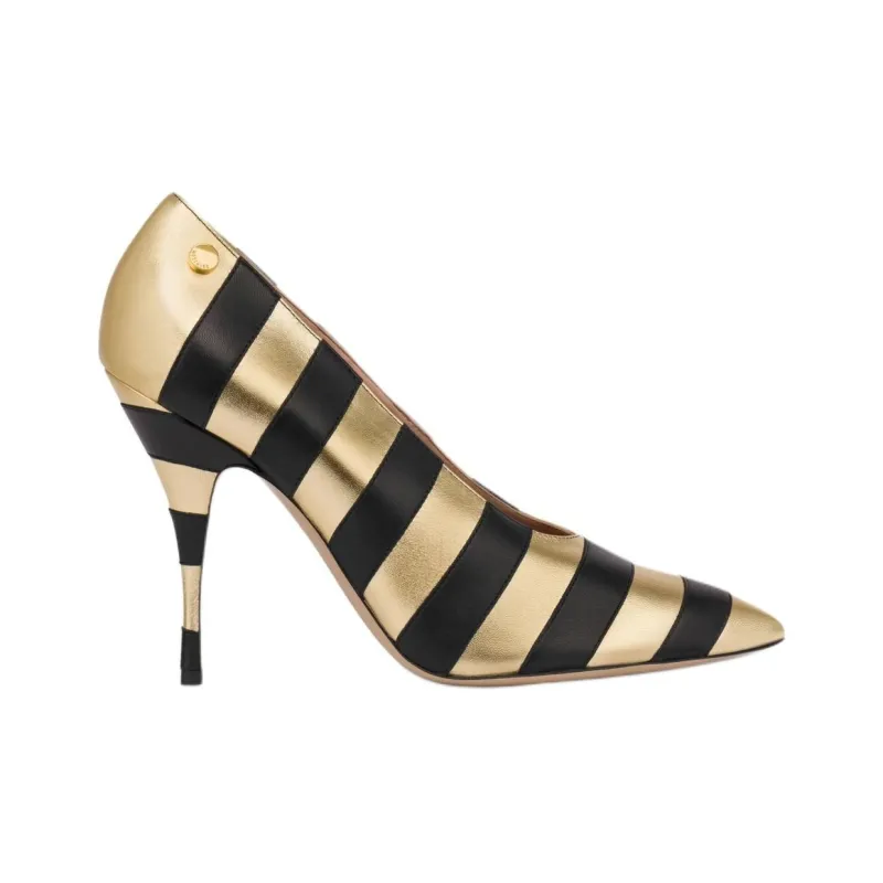 MOSCHINO Striped Metallic Pumps-1