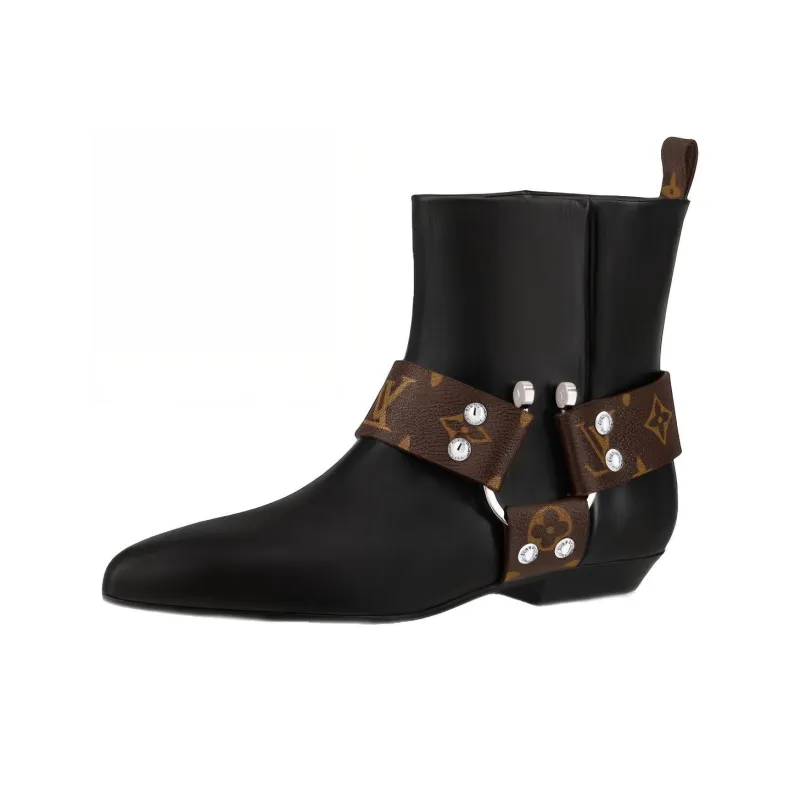 LOUIS VUITTON Rhapsody Ankle Boots 'Black With Monogram Belt' Women's-0