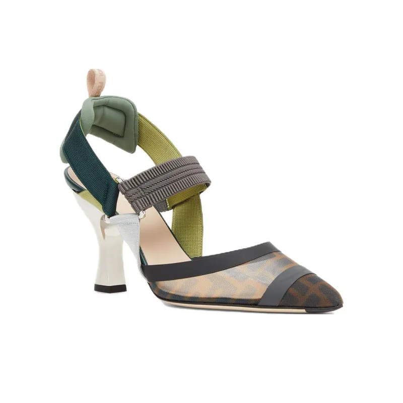 FENDI Colibrì Chunky Heel High Heels 8.5cm Women's Green-2