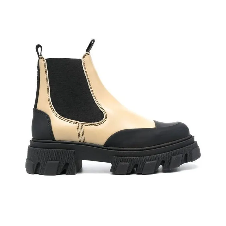 GANNI Two-tone Leather Ankle Boots-1