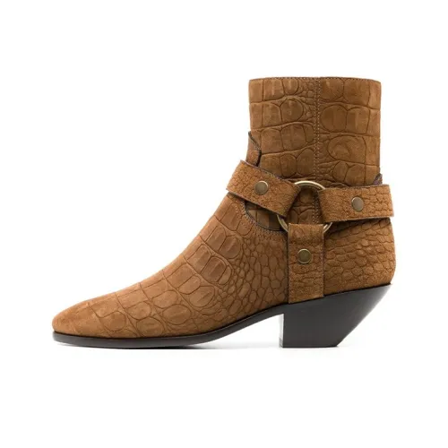 SAINT LAURENT Wyatt Ankle Boots Women's Brown