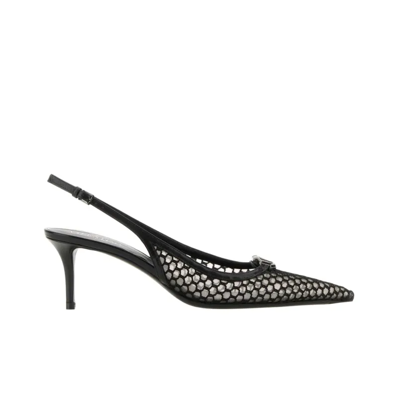 Valentino Logo Plaque Pointed Slingback Pumps-1