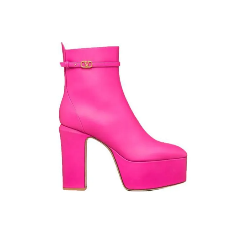 Valentino Tan Go GARAVANI Ankle Boots 12cm Women's Pink-1