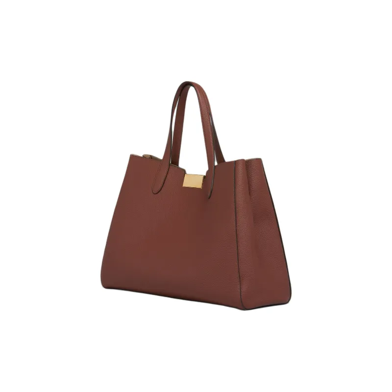 MARNI Calfskin Tote Bag, Shopping Bag, Handbag Medium Size Women's Red Brown-2