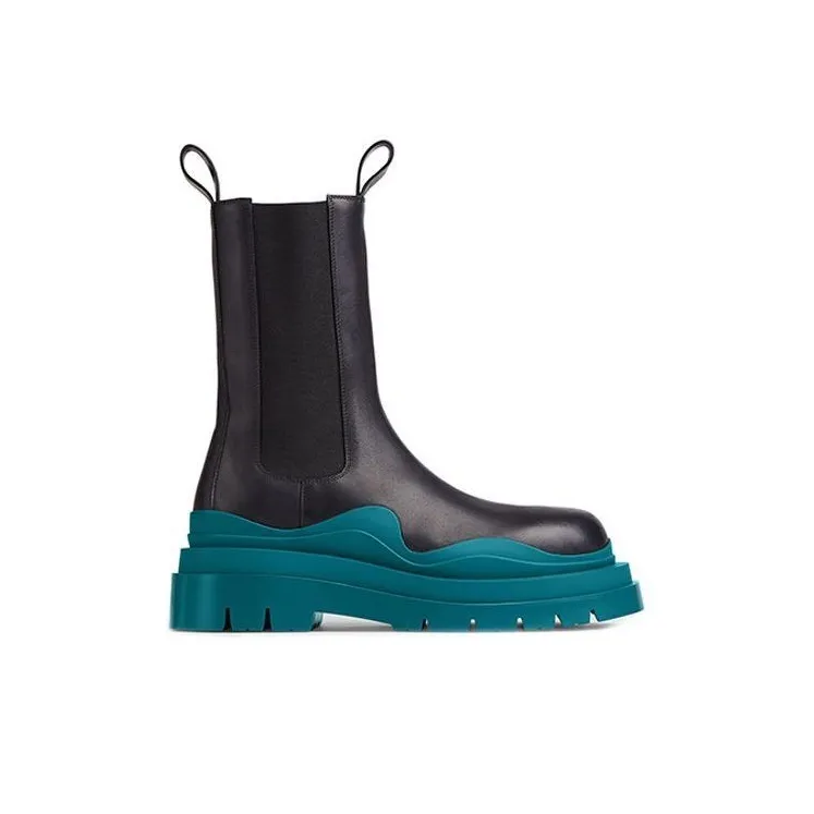 Bottega Veneta Tire Vegetable Tanned Chelsea Boots Men's Black Blue-1