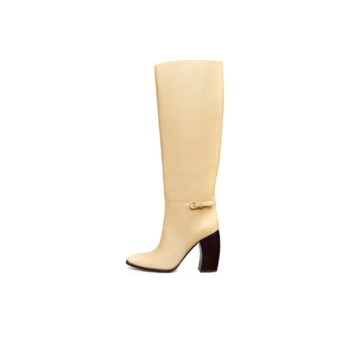 TORY BURCH Knee High Boots 10cm Women's Beige Yellow