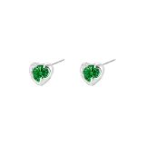 [Teal]Sterling Silver Zircon Stud Earrings 1 Pair Eh-3364.ebF