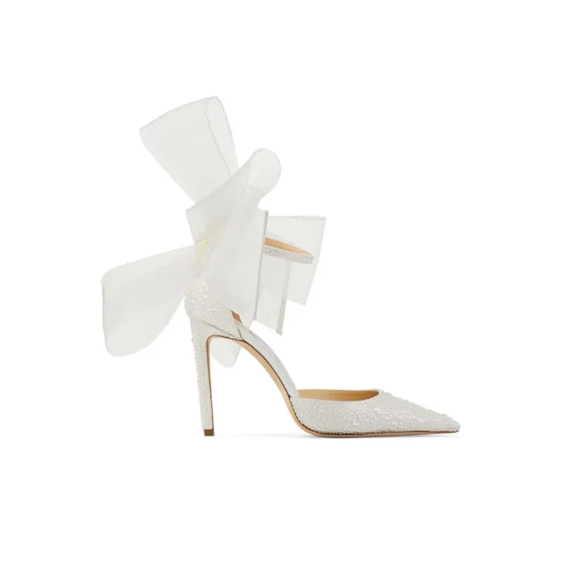 Jimmy Choo Averly Slim Heel High Heels 10cm Women's Ivory White-1