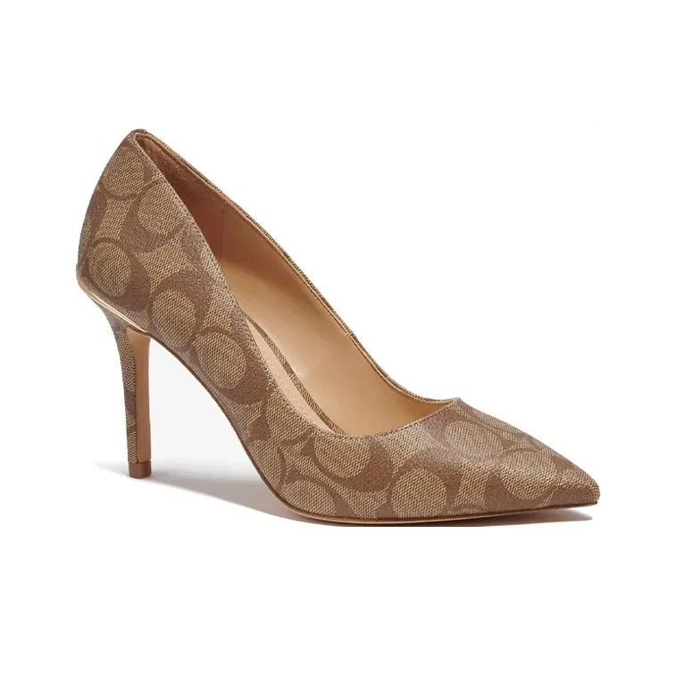 COACH Wiley Slim Heel High Heels 8.8cm Women's Khaki-2